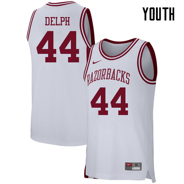 Youth #44 Marvin Delph Arkansas Razorbacks College Basketball 39:39Jerseys Sale-White